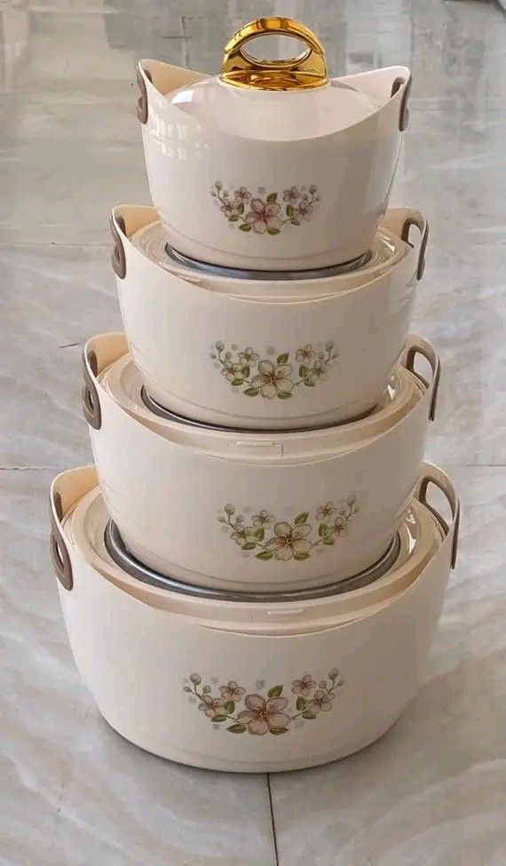 4-Piece Premium Floral Insulated Food Warmer Set